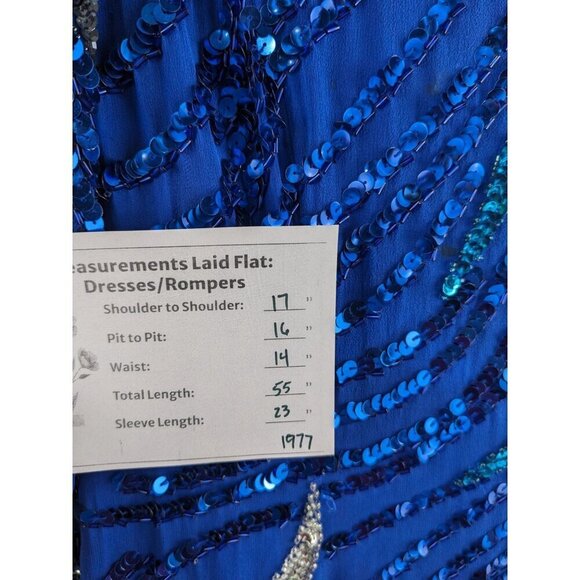Vintage Alyce Designs Blue Gown Size 10 Sequined Silk Evening Dress - Picture 10 of 11